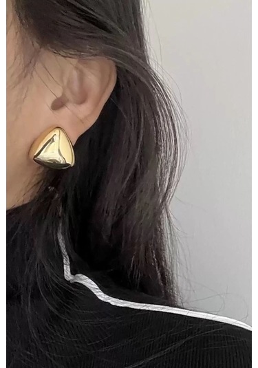 Caş Dekorasyon Altın Renk Çelik Küpe- Çift Altın