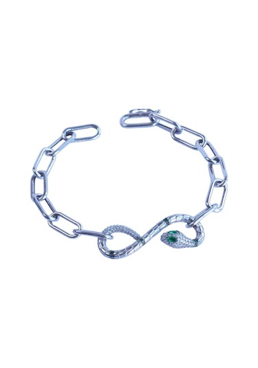 Necati Gün Yılan Sonsuzluk Modeli Zirkon Taşlı Set Gümüş