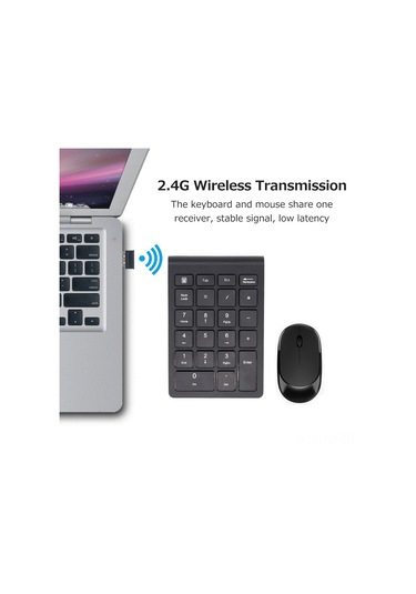 Kangvka 2.4g Kablosuz Sayısal Klavye Ve Sessiz Fare Seti Siyah Pil Dahil Değil - 10m Mesafe, Windows/mac/linux Uyumlu Diğer