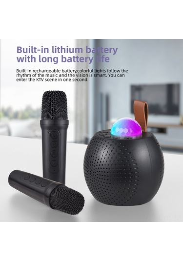 Ranyeek Z1 Siyah Ev Ktv Seti: Bluetooth Hoparlör + Iki Mikrofon İle Star Projeksiyonu, Cep Boyutlu Doğal/ev Partisi si