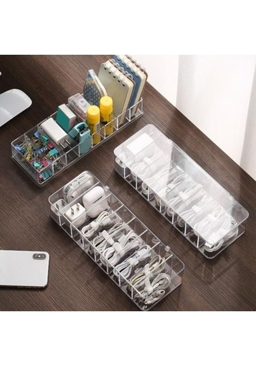 Pazly Ev Kullanımı Toz Geçirmez Kablo Organizatörü, Çoklu Izgaralı, Plastik Güç Şeridi Tel Kutusu L