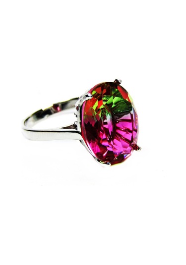 Gümüş Oval Turmalin Taşlı Kadın Yüzük