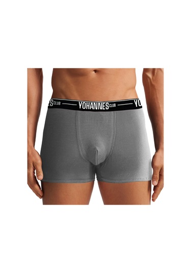 Yohannes Club, Erkek Özel Bölmeli Pamuklu Boxer, Renk Seçenekli, Tekli Paket Gri