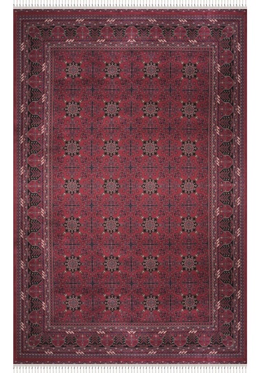 Apex Halı Bruj Bambu Viscon Halı 8731bu Bordo Renkli