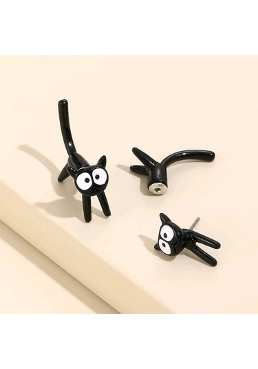 Sevimli Kedi Yavrusu Minimalist Küpe, Yaratıcı Çıkarılabilir Küpe Stili 4