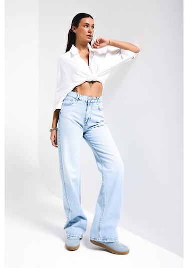 Itsbasic Kadın Ice Doris 4s6-3 Straight Fiy Yüksek Bel %100 Koton Denim Jean Ice Kot