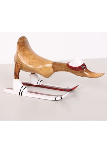 Kayakçı Ördek El Oyması Teak Gövde 30x20x12 Cm
