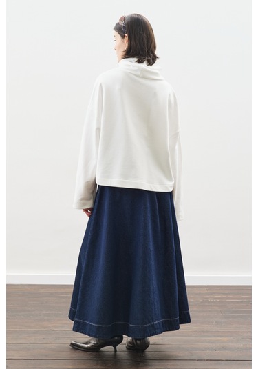 Yüksek Yakalı Oversıze Sweatshırt Ekru Ekru