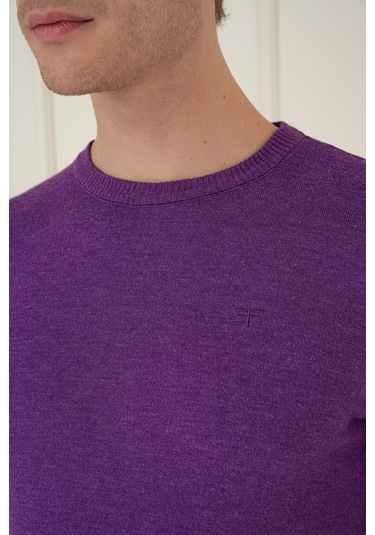 Tr 875 Slim Fit Mor Klasik Triko Mor