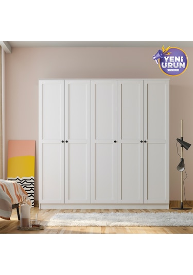 Side 5 Kapaklı Mega Gardırop Beyaz