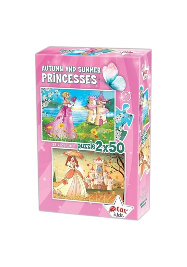 Star Puzzle 2x50 Parça Çocuk Puzzle - Sonbahar Ve Yaz Prensesleri 1 Adet