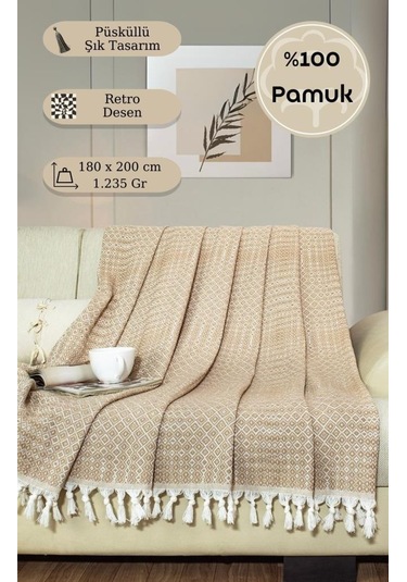 Battaniye Pamuk Riona 180x200 Cm Bej