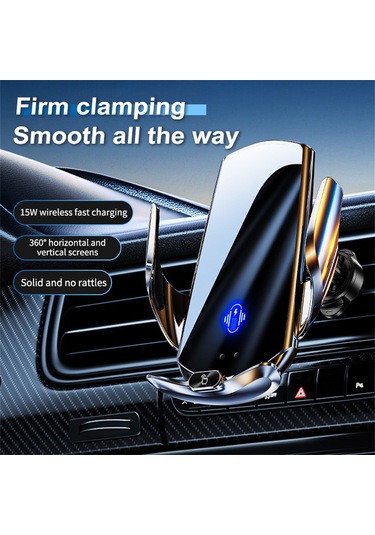 Q15 Araç Hava Firar Dağı Manyetik Kablosuz Şarj Standı Telefon Tutucu Gümüş