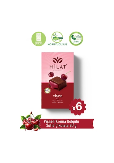 Milat Vişne Dolgulu Sütlü Çikolata 6 60 G
