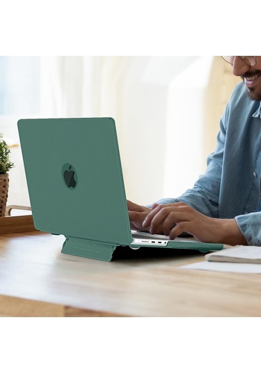 Macbook Uyumlu Air 13.6" M2-m3 Çip 2022/2024 A2681 A3113 Uyumlu Standlı Kılıf Klavye Kılıfı Ekran Koruyucu Yeşil