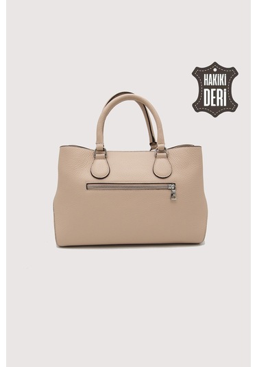 Hakiki Deri Pudra Kadın Kol Çantası Uzun Askılı Smr7666 Pudra