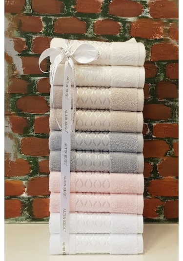 Elissa Havlu 10 Adet - Pembe Beyaz Gri Taş Krem Diğer