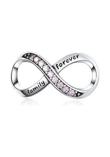 Pembe Bamoer Büyük Takılar Gümüş 925 Infinity Aile Sonsuza Kadar Kristal Charm Bilezik İçin