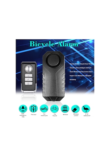 Vkemall "kablosuz Bisiklet Alarmı - 113db Yüksek Ses, 7 Seviye Hassasiyet, Ip55 Su Geçirmez, 6 Farklı Zil Sesi" 112 Karakter