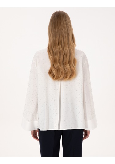 Pierre Cardin Kadın Beyaz Gömlek Desenli 50313639-vr013 Beyaz