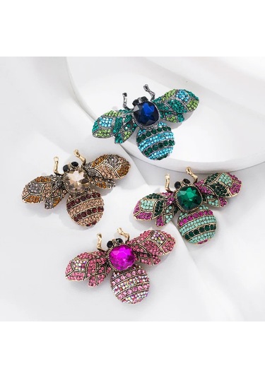 Vintage Klasik Kadınlar Lüks Arı Kristal Broş Takı Büyük Rhinesotne Metal Style 3 Style 3 Çok Renkli