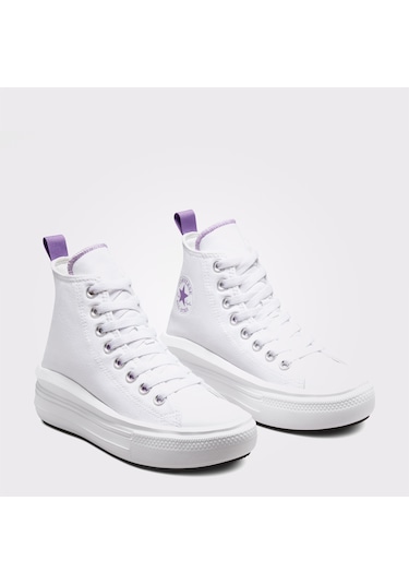 Converse Chuck Taylor All Star Move Platform Çocuk Mor Detaylı Beyaz Sneaker - A03667c Beyaz