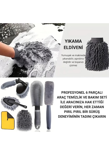 Polham Profesyonel 6 Parçalı Araba, Motorsiklet İçin Detaylı Araç Temizlik Ve Bakım Seti, İç Ve Dış Bakım Seti