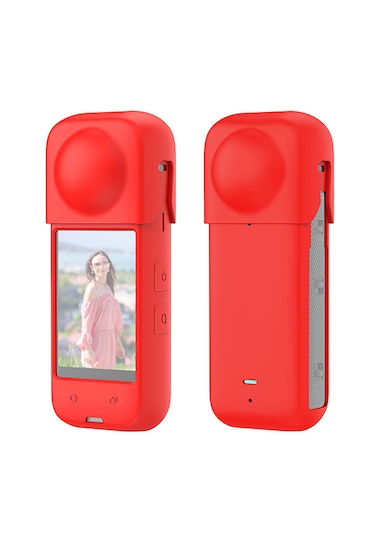 Insta360 X4 Kılıf İçin Puluz Tam Vücut Silikonu Kırmızı