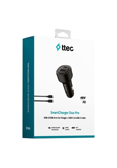 Ttec 2ckp02cs Smartcharger Duo Pd 48w Araç Hızlı Şarj Aleti Usb-c+usb-a - Usb-c-usb-c 3a K