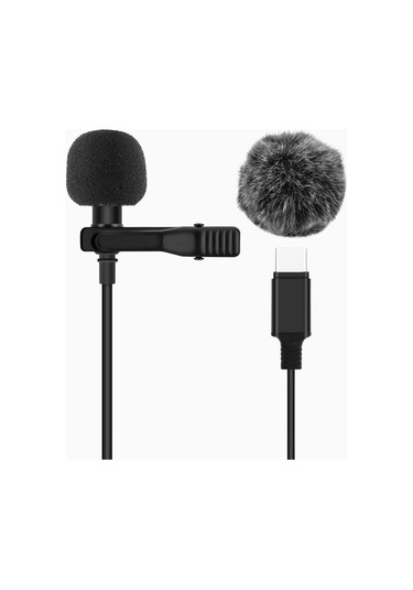 Agptek Type-c Lavalier Yaka Mikrofonu 2 M Omnidirectional Siyah