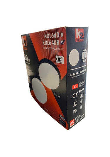 K2 - Kdl640b Merkür Led Aplik 20w Siyah Kasa Beyaz Işık Beyaz