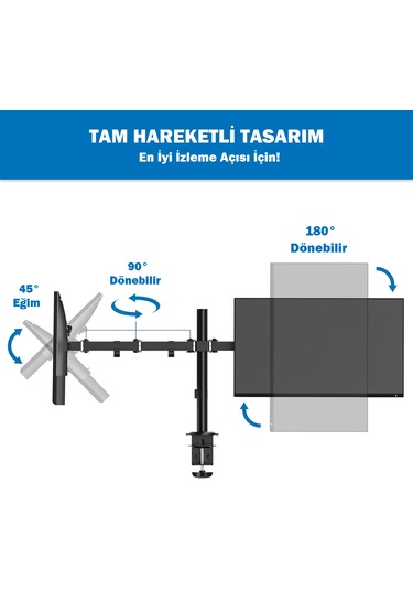 Venaliastore Ayarlanabilir Masaüstü Çift Kol Monitör Tutacağı