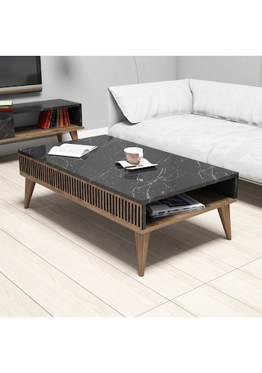 Variant Milan Orta Sehpa - Ceviz / Siyah Mermer