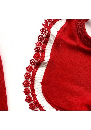 Kalp Desenli Dantel İşlemeli Hastane Çıkışı Bebek Takımı Beyaz