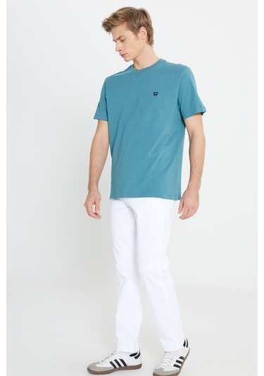 Wrangler Bisiklet Yaka T-shirt Mavi Erkek Kısa Kol T-shirt 000000000101982814 Mavi