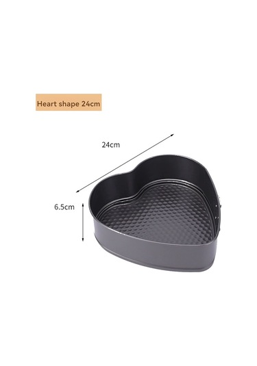 Vkemall 20 Cm Kalp Şeklinde Karbon Çelik Pasta Kalıbı, İki Katlı Kaplama, Çıkarılabilir Taban, Yanmamaz, Sağlıklı Pişirme Gri