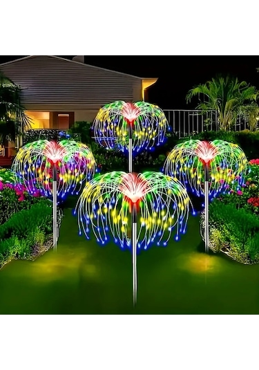 Honeybeeshop 4 Adet Güneş Enerjili Çok Renkli 320 Led Karahindiba Bakır Tel Işıklar 8 Aydınlatma Modu Akıllı Sensör Bahçe Dekorasyonu