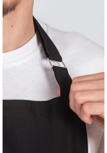 Erkek Boyundan Asmalı Barista Şef Mutfak Önlüğü Siyah