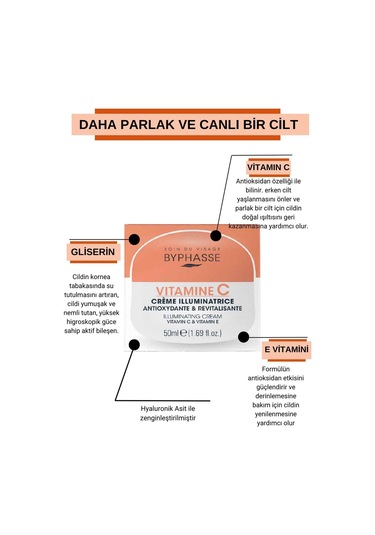 Byphasse Vitamin-C Skin Booster Aydınlatıcı Cilt Bakım Kremi 50 ML