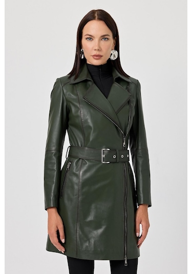 Rosana Yeşil Deri Mont Yeşil