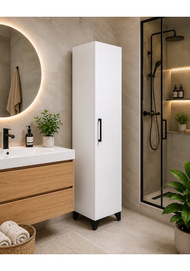 "mdf" Banyo Boy Dolabı, Çok Amaçlı Kiler Dolabı, Erzak Dolabı Beyaz