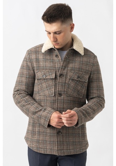 White Stone Aarau 58137 Slim Fit Kürklü Kaban Haki White Stone Aarau 58137 Slim Fit Kürklü Kaban Haki