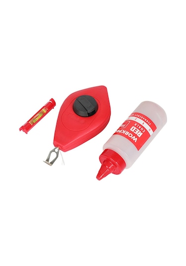 Workpro Wp329019 Çizim İpi Seti 115gr Kırmızı Çizim İpi Boyası + Mini Su Terazisi + 30m Çizim İpi