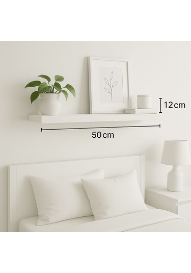 2 Adet Uçan Raf Gizli Monte Edilebilir Beyaz