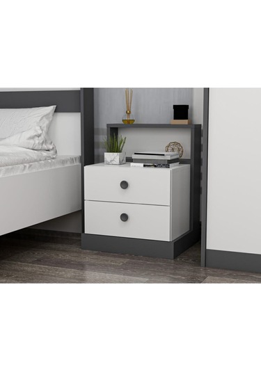 Life Komodin Beyaz - Antrasit Beyaz-antrasit