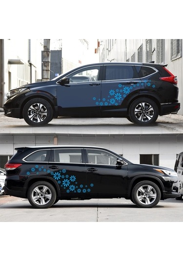 Sones 2 Adet/takım D-483 Çiçek Desenli Araba Modifiye Dekoratif Çıkartma Mavi