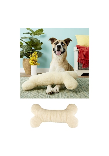 Bundera Osso KöpekDişleme Çekiştirme Yastık Oyuncağı 45 x 25 CM Beyaz