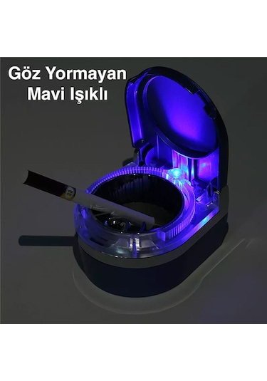 Ally Sd-1201 Led Işıklı Kapaklı Araç Küllük Oto Araba Kül Tablas Siyah