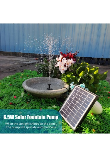 Lemestar 6 Nozzle Güneş Enerjili Çeşme Pompası - 1500mah Pil, Bahçe & Akvaryum İçin Otomatik Su Fıskiyesi 45cm Yükseklik