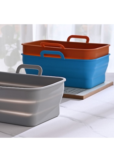 Ranyeek Ninja Dz201410 Uzun Yassı Silikon Hava Fritöz Tepsisi, Çift Sepet, Katlanabilir, Anti Yapışkan, Kolay Temizleme Gri Diğer